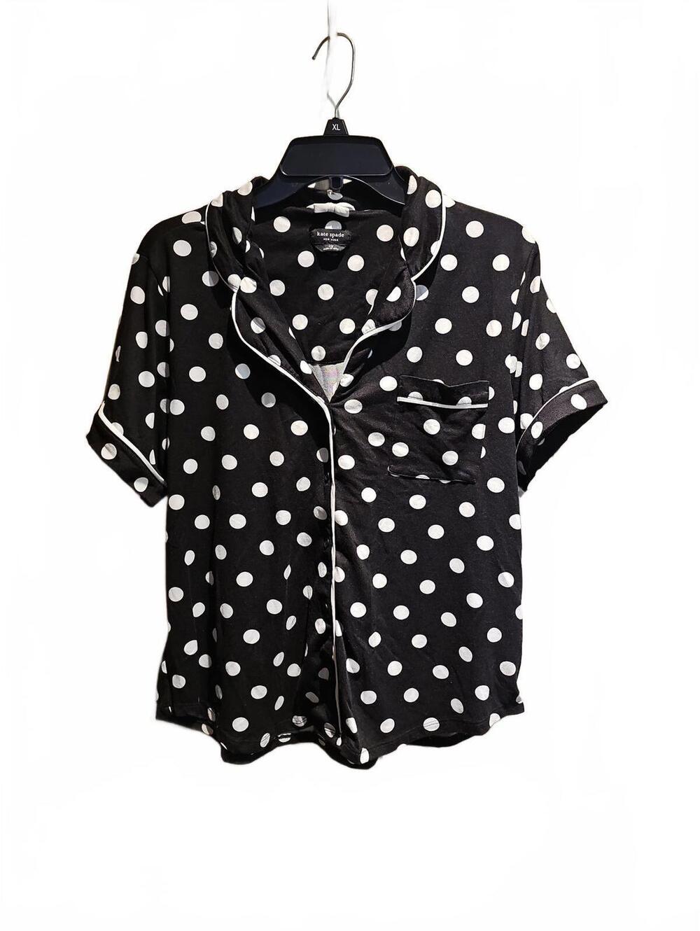 Kate Spade polka dot pajama button up top size L